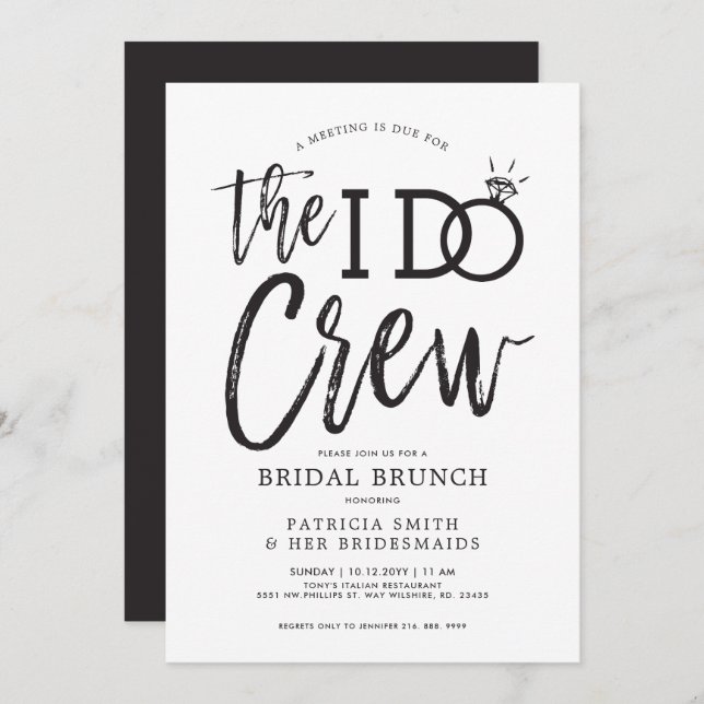 Die I-Crew | Bridal Brunch Party Einladung (Vorne/Hinten)