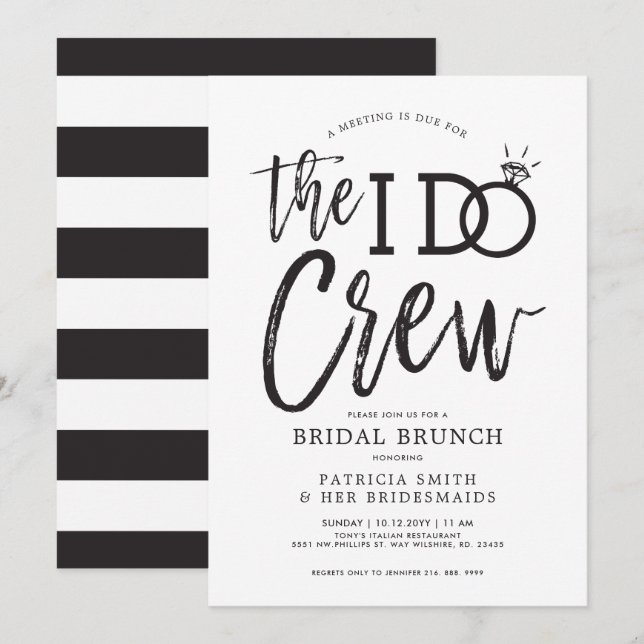 Die I-Crew | Bridal Crew Brunch Einladung (Vorne/Hinten)