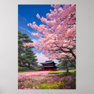 Die idyllischen rosa Felder Poster