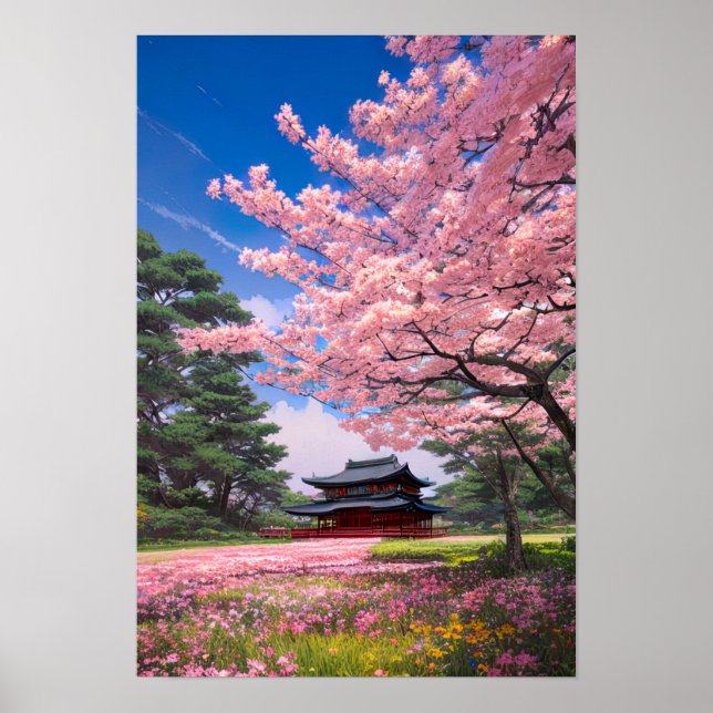 Die idyllischen rosa Felder Poster (Vorne)