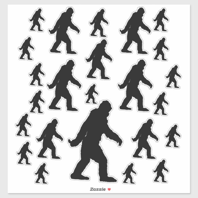 Die ikonische Sasquatch Bigfoot schwarze Silhouett Aufkleber (Blatt)