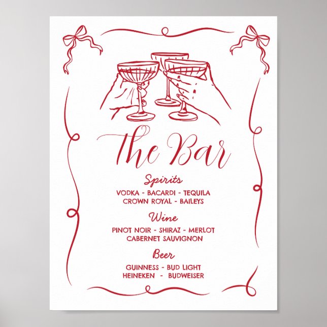 Die Illustration der Bar Wedding Whimsical Hand Poster (Vorne)