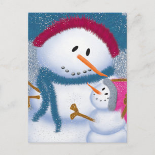 Die Illustration von SnowMomma und SnowGirl Postkarte