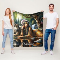 Die indische Frau mit loyalem Wolf