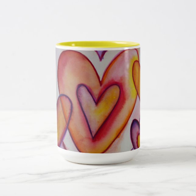 Die ineinander greifende Liebe sorgt für kundenspe Zweifarbige Tasse (Mittel)