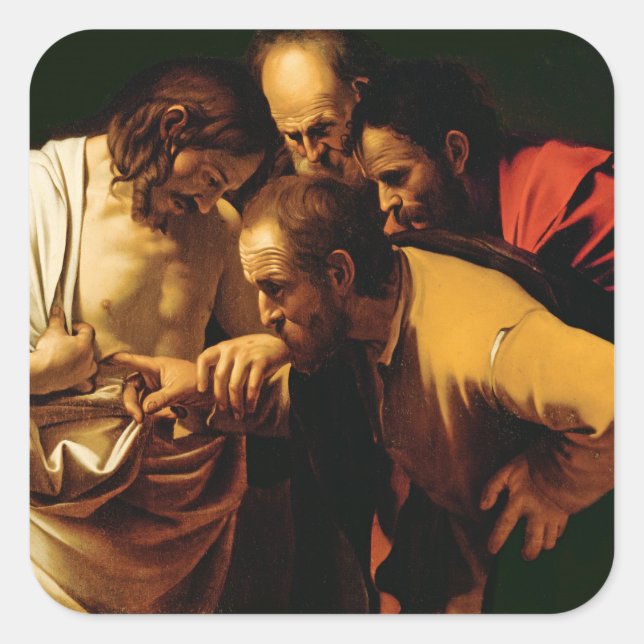 Die Inkredulität von St. Thomas, 1602-03 Quadratischer Aufkleber (Vorderseite)