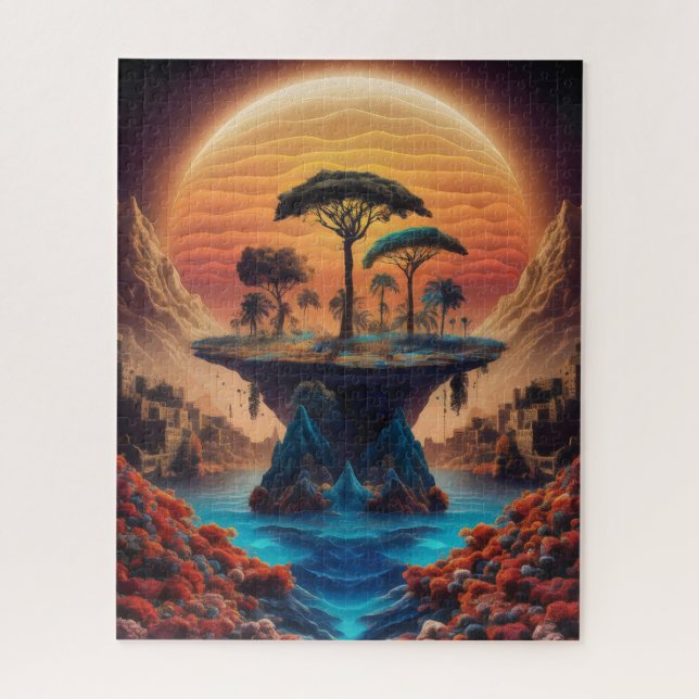 Die Insel bei Sonnenuntergang. Puzzle (Vertikal)