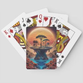 Die Insel bei Sonnenuntergang. Spielkarten