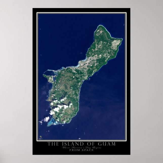 Die Insel Guam von der Raumfahrtsatellitenkarte Poster (Vorne)