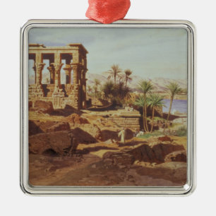 Die Insel von Philae, 1866 (w/c) Silbernes Ornament