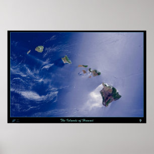 Die Inseln des Satellitenplakats von Hawaii Poster