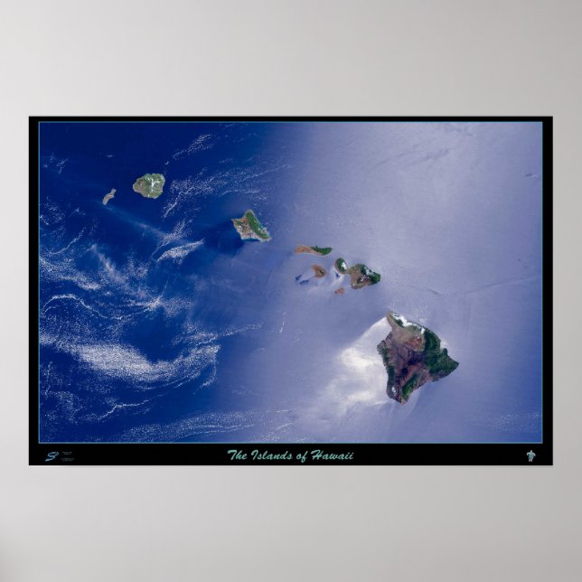 Die Inseln des Satellitenplakats von Hawaii Poster (Vorne)