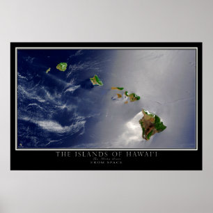 Die Inseln Hawaii von der Satelliten-Karte Poster