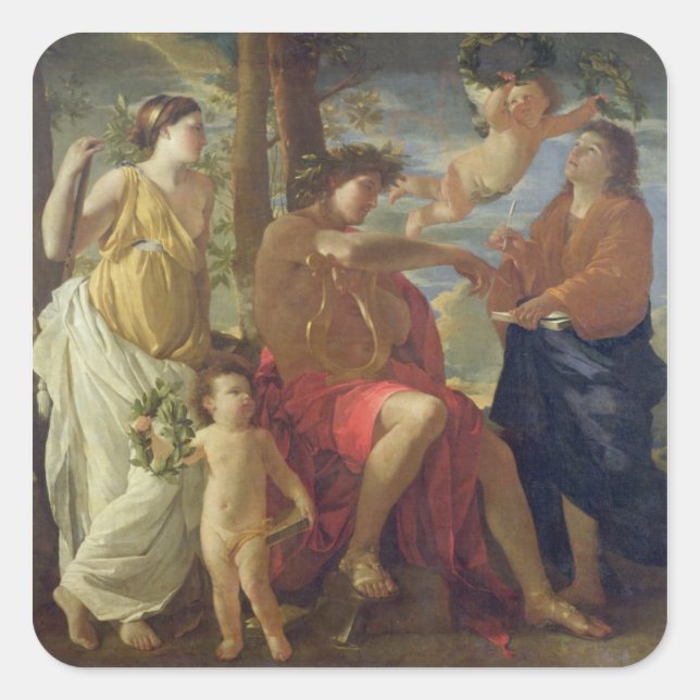 Die Inspiration des Dichters Quadratischer Aufkleber (Vorderseite)