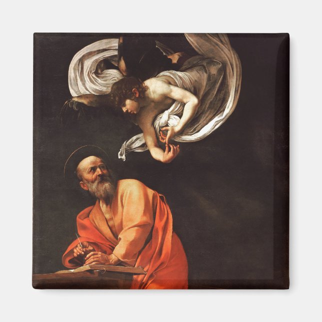 Die Inspiration von Saint Matthew, Caravaggio Magnet (Vorne)