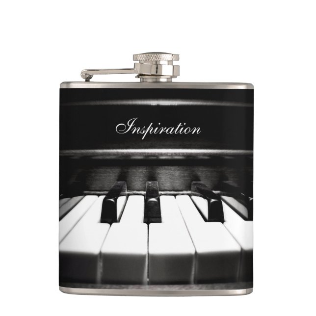 Die Inspirations-Klavier-personalisierte Flasche Flachmann (Vorderseite)