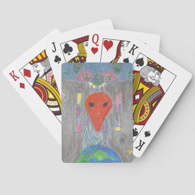 Die Interaktion UFO-Erde und die alien-Spielkarten Spielkarten (Rückseite)