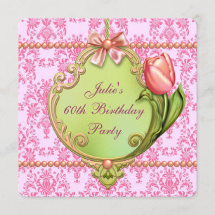 Die irgendeine Zahl Perlen-Tulpe-der rosa Einladung