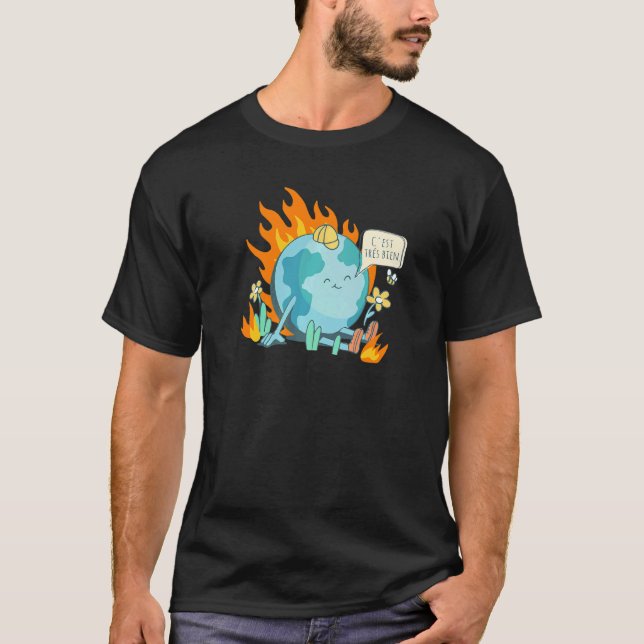 Die ironische französische Erklärung zum Klimawand T-Shirt (Vorderseite)