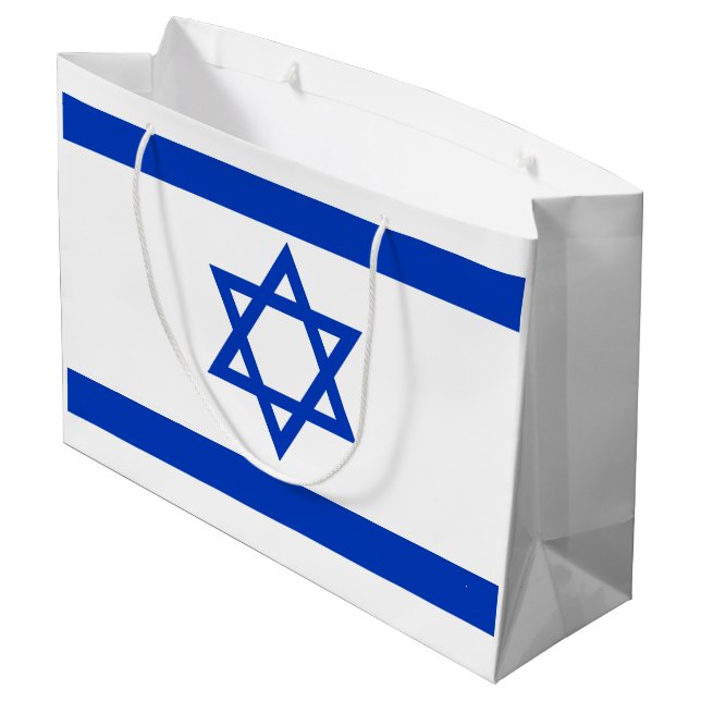 Die israelische Flagge mit David, Patriots LG Große Geschenktüte (Rückseite Schrägansicht)