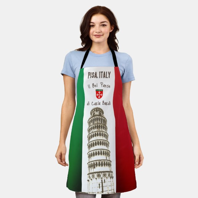 Die italienische Flagge und der Turm von Pisa Schürze (Getragen)