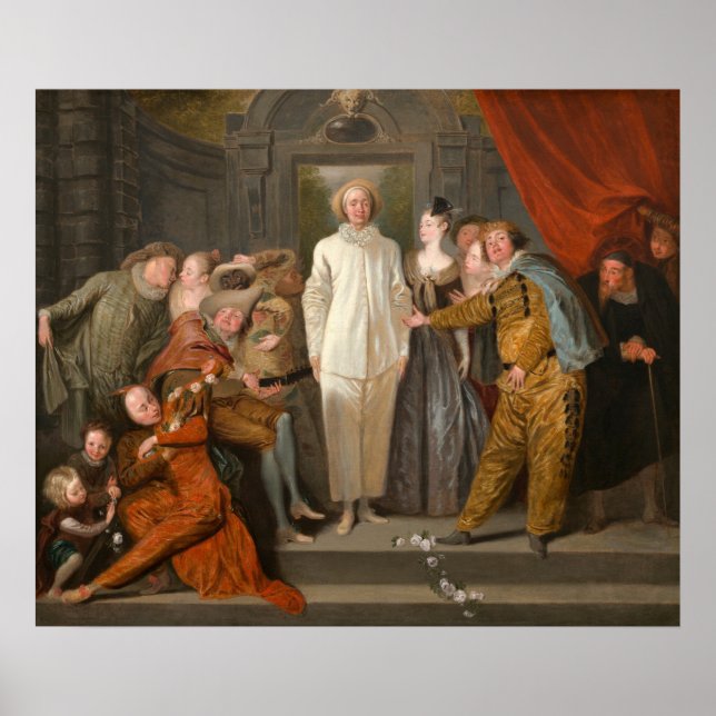 Die italienischen Komiker - Antoine Watteau Fine A Poster (Vorne)