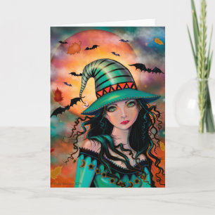 Die Jade-Hexe-Halloween-Fantasie-Kunst-Karte Karte