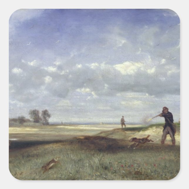 Die Jagd 1847 Quadratischer Aufkleber (Vorderseite)