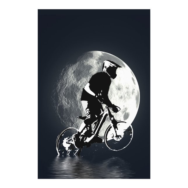 Die Jagd auf den Mond - Mountainbiker Fotodruck (Vorne)
