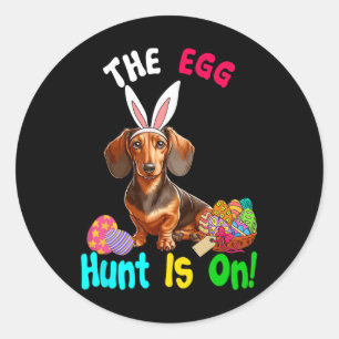 Die Jagd auf Eier ist zu Ostern Sonntagsbrunnen de Runder Aufkleber