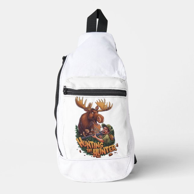 Die Jagd des Encounter-Elchs humorvoll Crossbody Bag (Vorderseite)