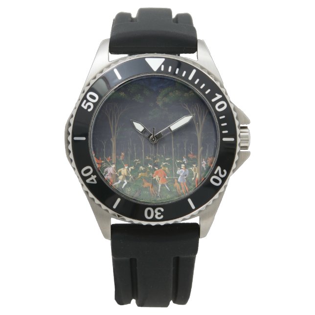 Die Jagd im Wald (von Paolo Uccello) Armbanduhr (Vorderseite)