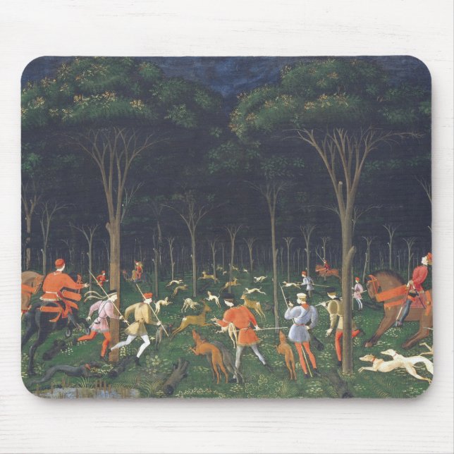 Die Jagd im Wald (von Paolo Uccello) Mousepad (Vorne)