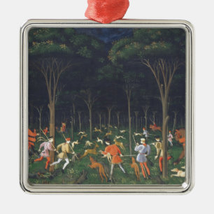 Die Jagd im Wald (von Paolo Uccello) Ornament Aus Metall