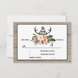 Die Jagd ist über den Rustikalen Boho Floral Weddi RSVP Karte