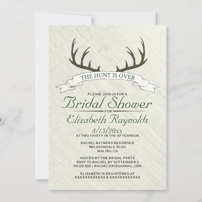 Die Jagd ist über die Bridal-Dusche Einladungen (Vorderseite)