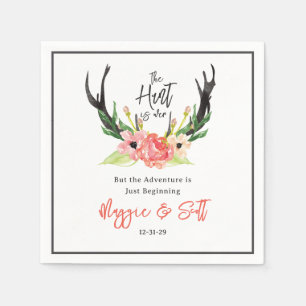 Die Jagd ist über die rustikale Boho Antler Blumen Serviette