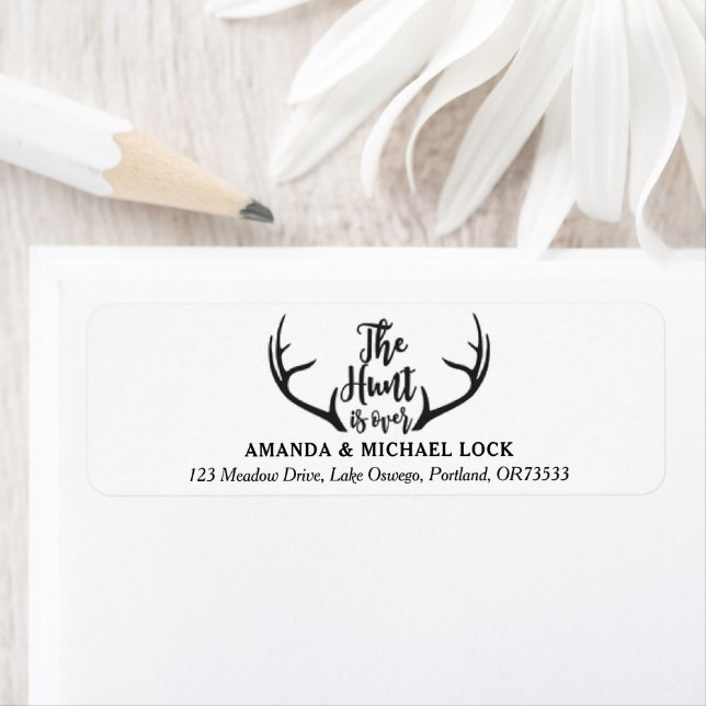 "Die Jagd ist vorbei" Antler Wedding Personalisier (Insitu)