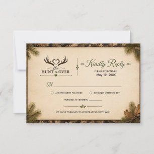 Die Jagd ist vorbei Camouflage Hochzeit RSVP Karte