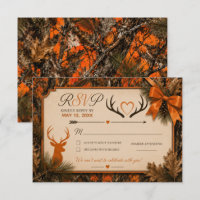 Die Jagd ist vorbei Orange-Tarnung Hochzeit-RSVP