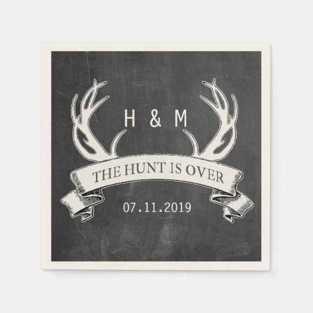 "Die Jagd ist vorbei" rustikales Hochzeitsgeschenk Serviette (Vorderseite)