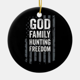 Die Jagdfreiheitsflagge der Familie Gottes Funny H Keramik Ornament