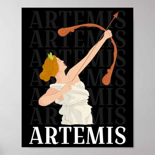 Die Jagdgöttin Artemis und der griechische Mond Poster (Vorne)