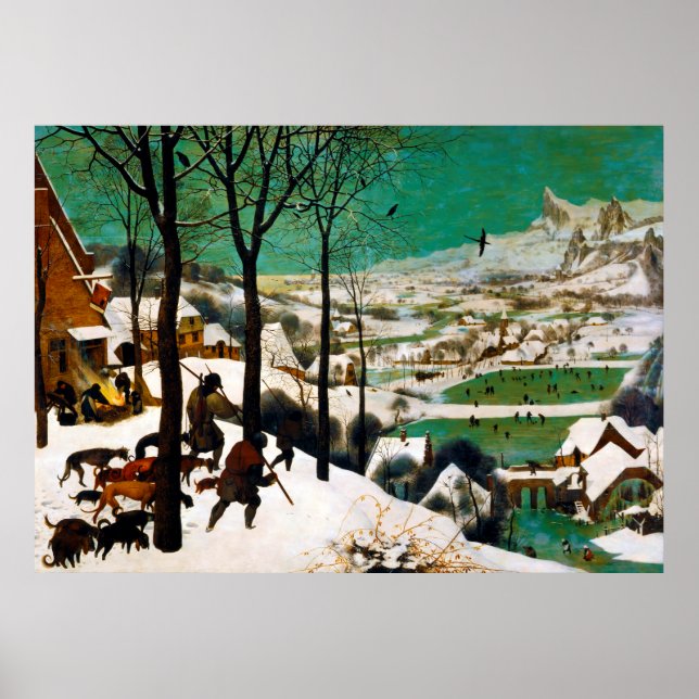 Die Jäger im Schnee (Winter) von Pieter Bruegel Poster (Vorne)