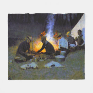 Die Jäger's Supper Frederic Remington Rustic Fleecedecke
