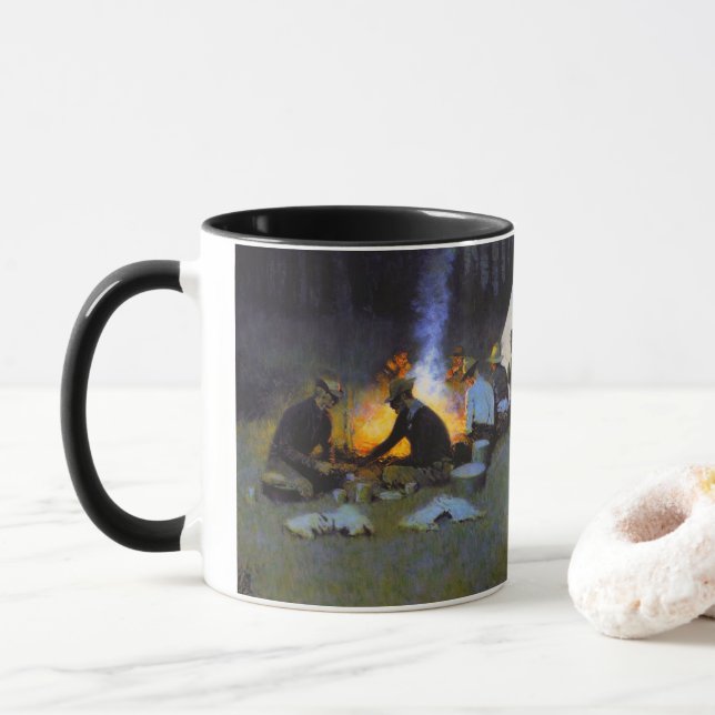 Die Jäger's Supper Frederic Remington Rustic Tasse (Mit Donut)