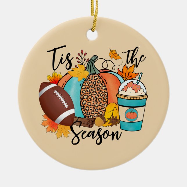 Die Jahreszeit | Fall | Rugby Keramik Ornament (Vorne)