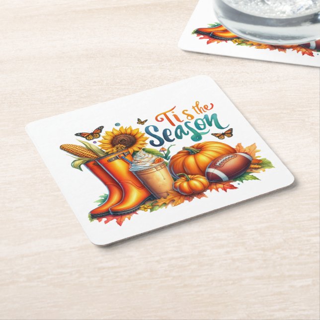 Die Jahreszeit Rechteckiger Pappuntersetzer (angewinkelt)