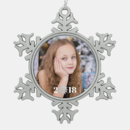 Die Jahreszeit| Weihnachtsferien - Foto Schneeflocken Zinn-Ornament