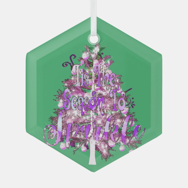 Die Jahreszeit zum Sparkeln Ornament Aus Glas (Vorderseite)